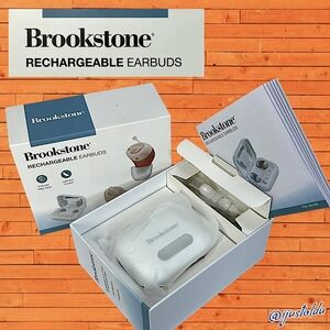Brookstone OTC Hearing Aid Sound Amplifier with Noise Reduction | Charging Case